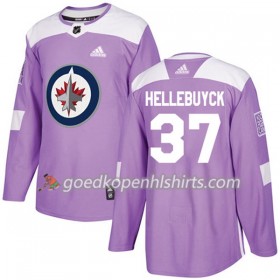 Winnipeg Jets Connor Hellebuyck 37 Adidas 2017-2018 Purper Fights Cancer Practice Authentic Shirt - Mannen